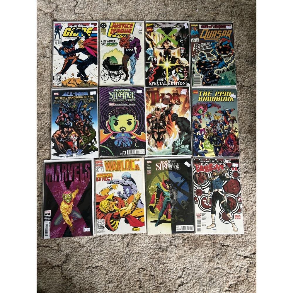 Huge 36 Comic Book Lot Marvel DC Spider-Man Star Wars Warlock GI Joe Thor Silk